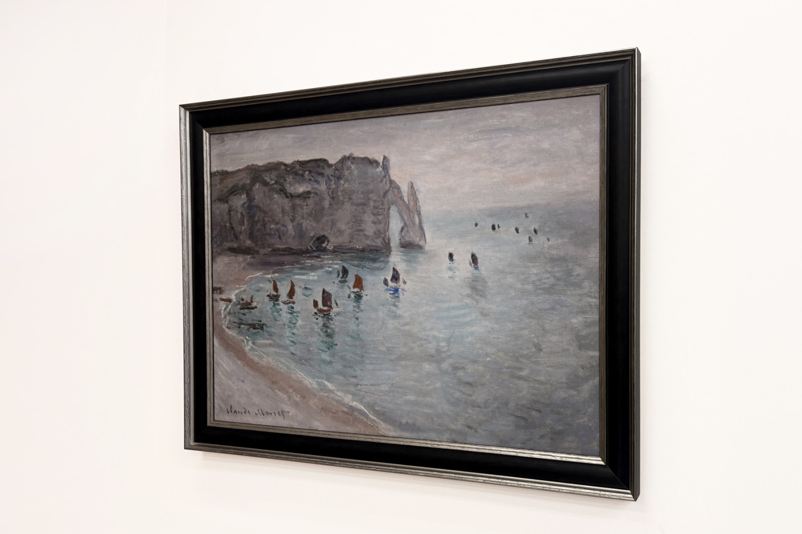 Etretat, Porte d'Aval: vissersboten die de haven verlaten - Claude Monet