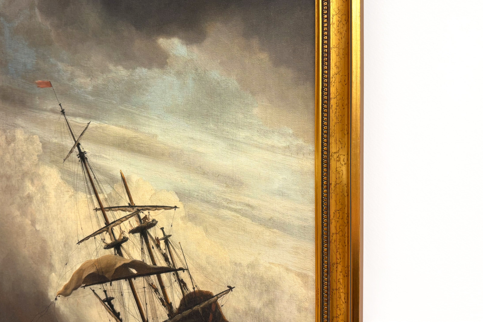 Een schip op volle zee, overvallen door een stormvlaag, bekend als ‘De windstoot’ - Willem van de Velde (II)