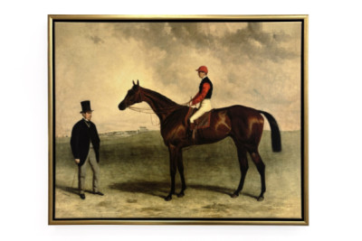 Gladiateur met Harry Grimshaw en zijn eigenaar, Graaf Frederic de Lagrange, 1865