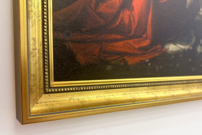 Italië Toscane Florence, Uffizi Galerij: De Annunciatie, schilderij door Leonardo da Vinci (1452-1519), ca. 1472-1475, 98x217 cm