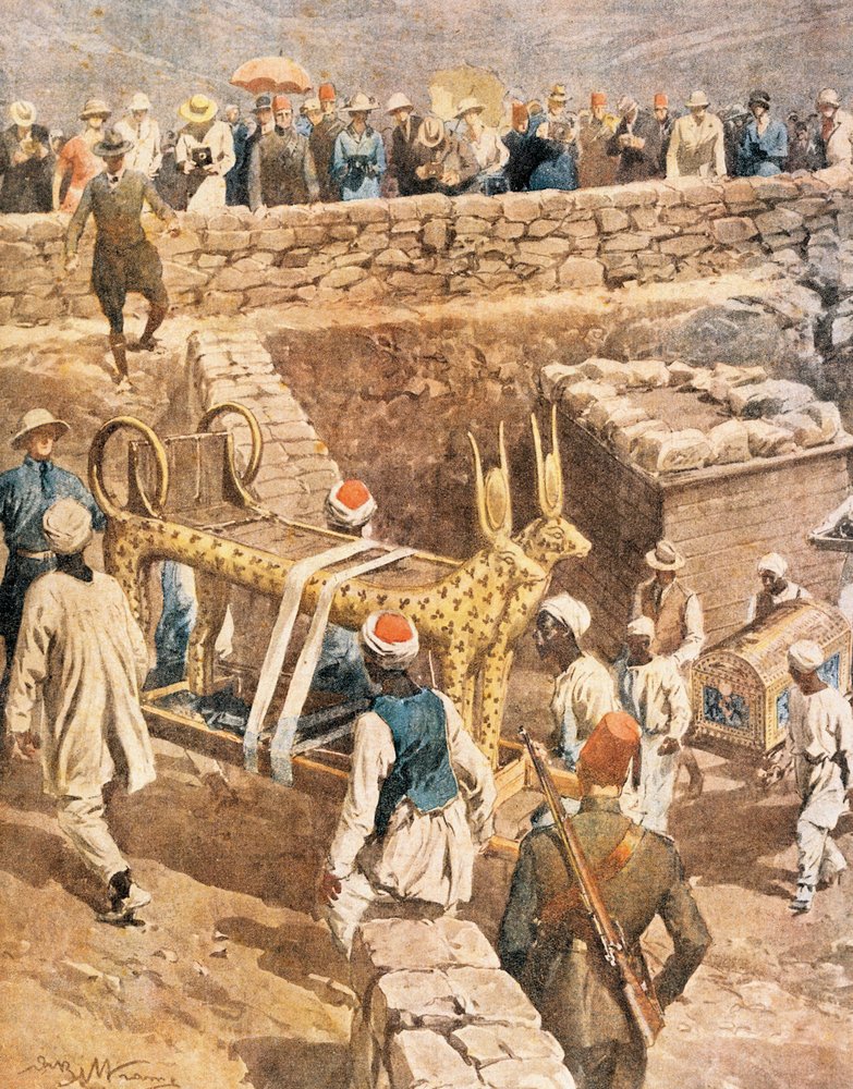 De ontdekking van het graf van Toetanchamon door Achille Beltrame, illustratie door Achille Beltrame