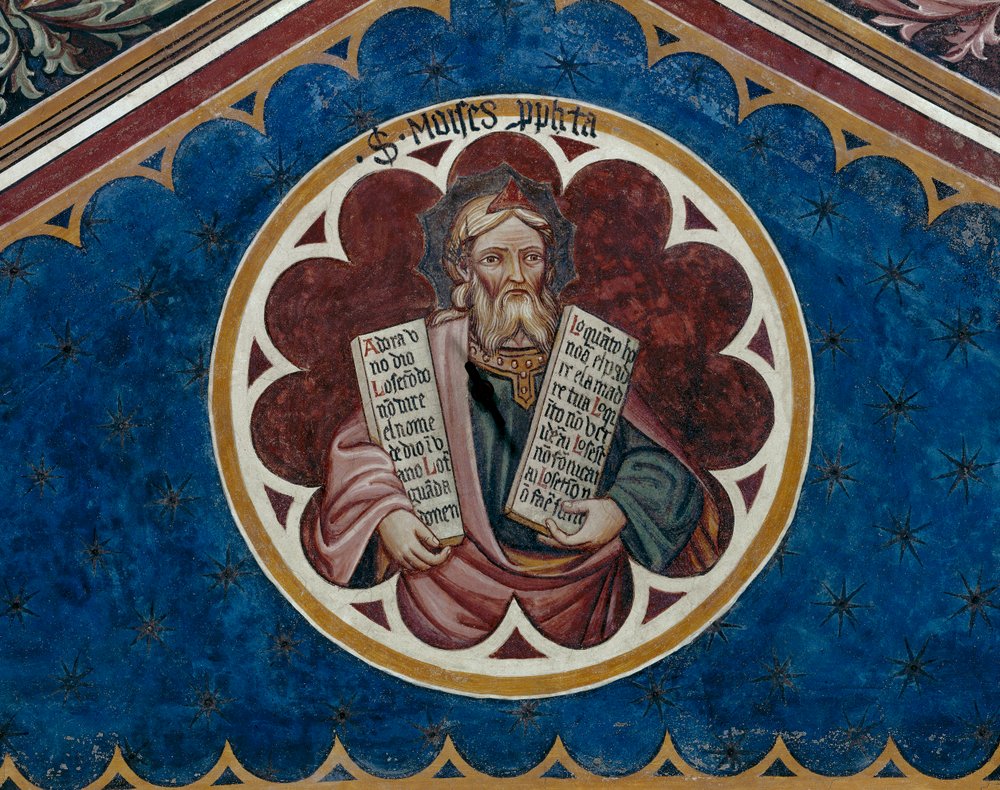 Mozes, detail van de vierde overspanning van het plafond (fresco) door Agostino di Marsiglio