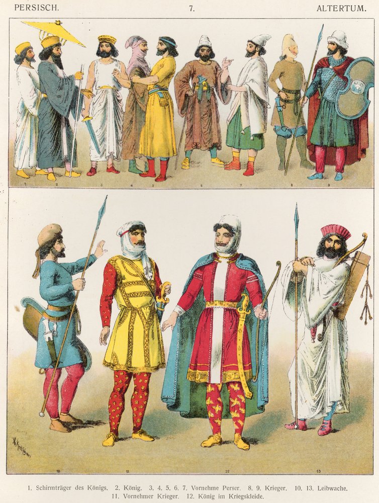 Perzische kleding, uit «Trachten der Völker», 1864 door Albert Kretschmer