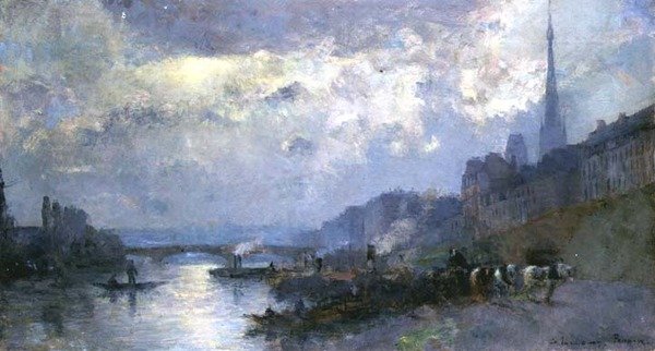 De Seine bij Rouen door Albert-Charles Lebourg