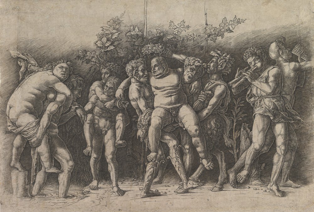 Bacchanaal met Silenus, een friescompositie met tien figuren rond Silenus door Andrea Mantegna