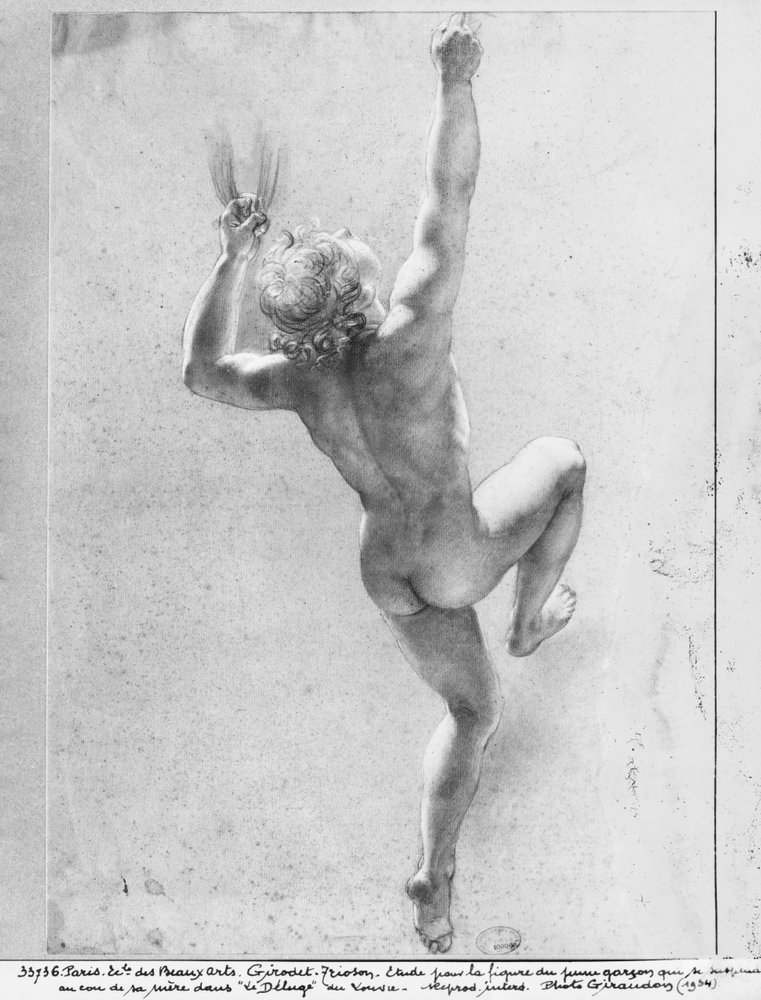 Overstromingstafereel, studie van een naakte jonge jongen door Anne-Louis Girodet de Roucy-Trioson