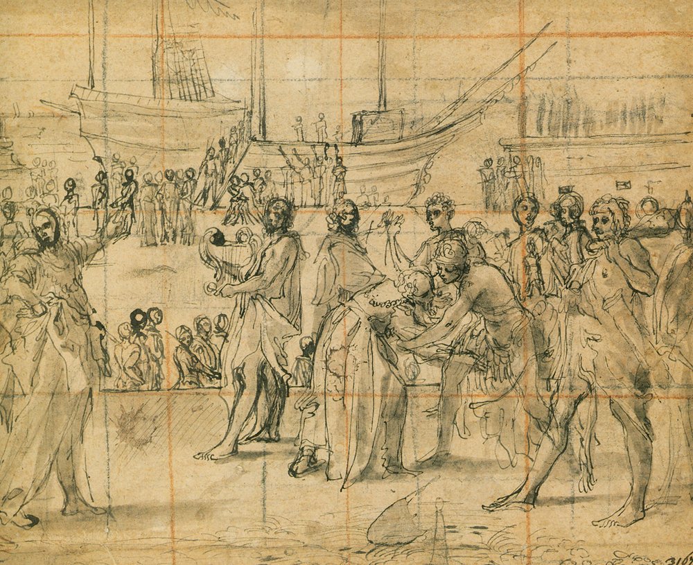 Ontmoeting van Jason en koning Aeëtes door Annibale Carracci