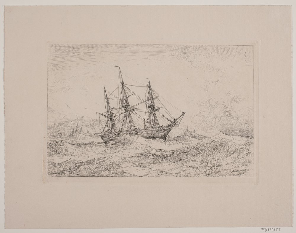 Een fregatschip voor de Noorse kust door Anton Melbye