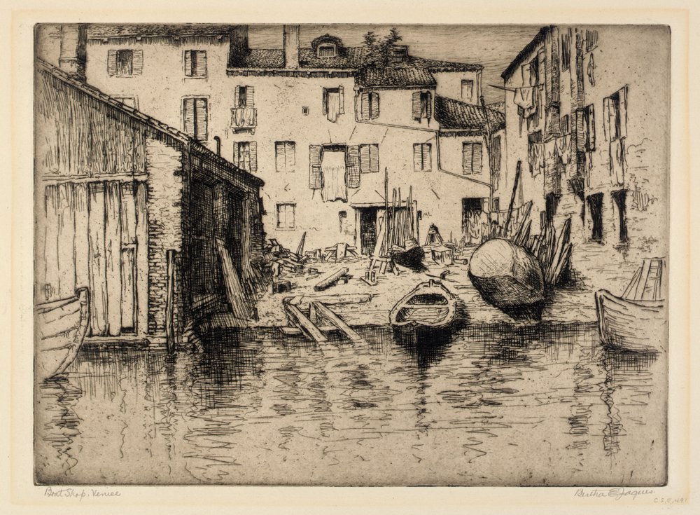 Bootwinkel, Venetië door Bertha E. Jaques