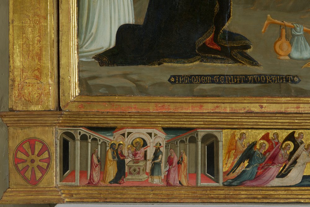 Detail van Geboorte door Bicci di Lorenzo