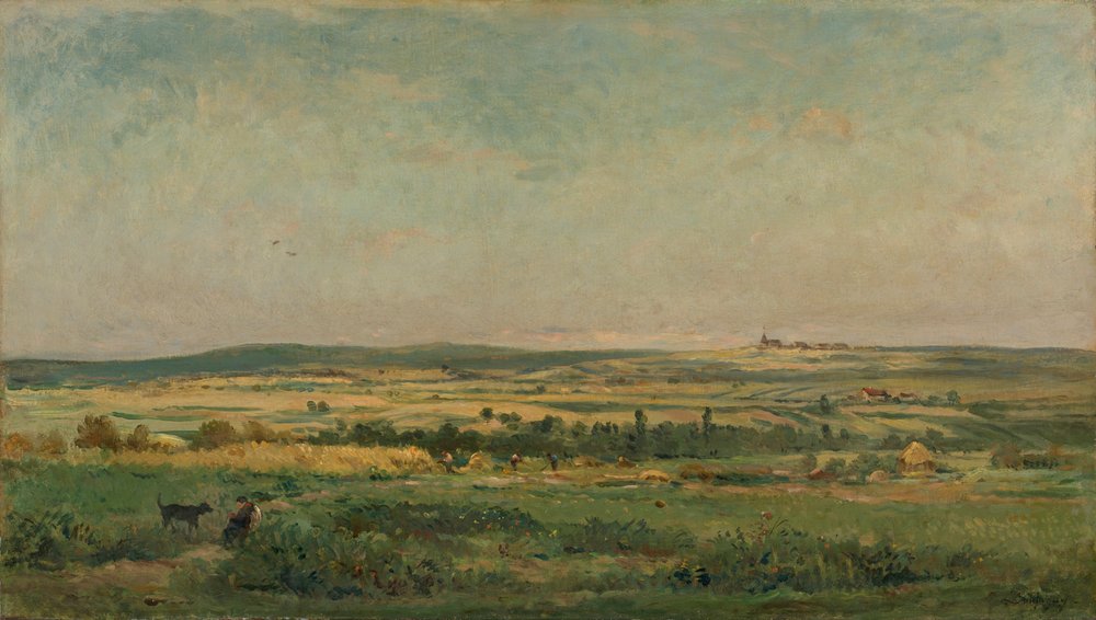 Graanoogst door Charles Francois Daubigny