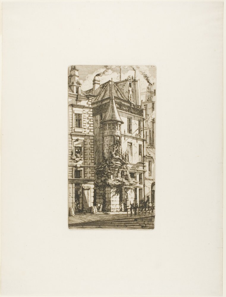Huis met een torentje, rue de la Tixéranderie door Charles Meryon