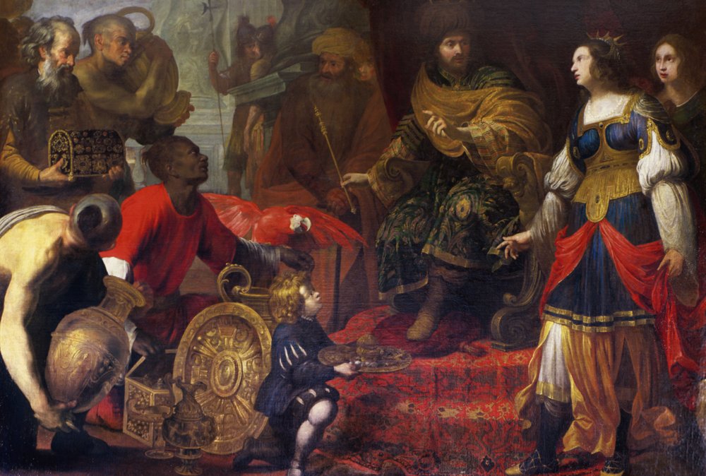 Koning Salomo en de Koningin van Sheba door Claude (attr. to) Vignon