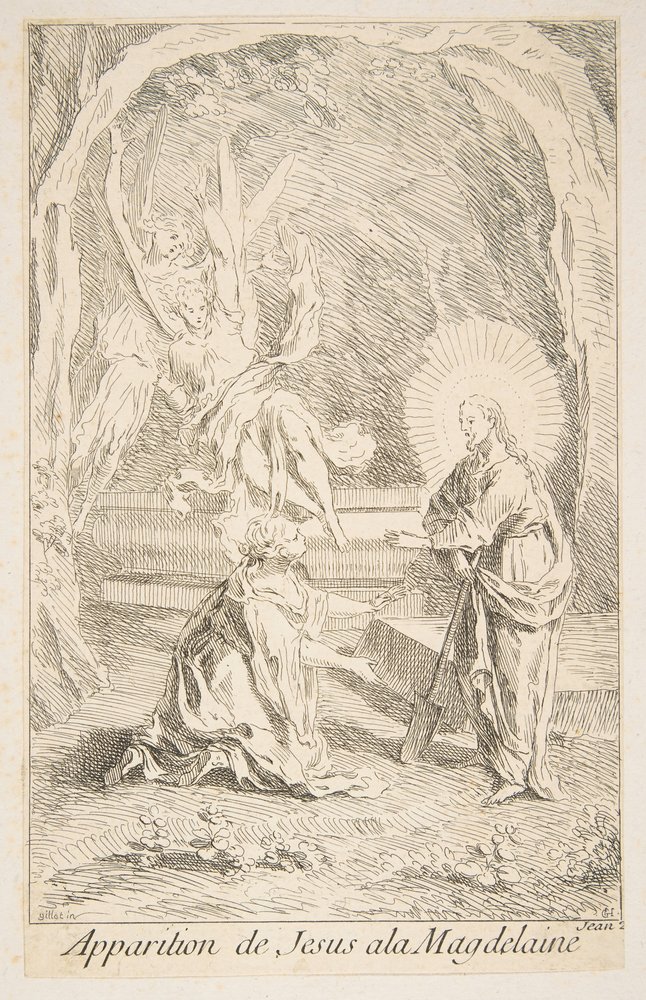 Christus verschijnt aan Maria Magdalena door Claude Gillot, Jacques Gabriel Huquier