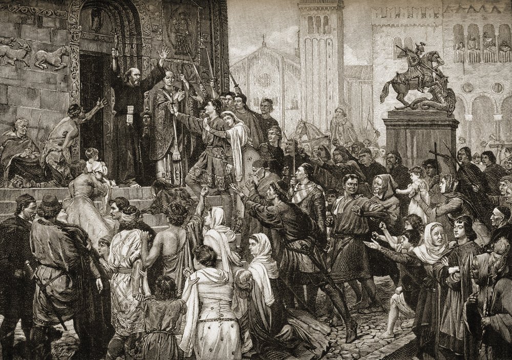 Peter de Kluizenaar (1050-1115) predikend tijdens de Eerste Kruistocht in 1095 door English School