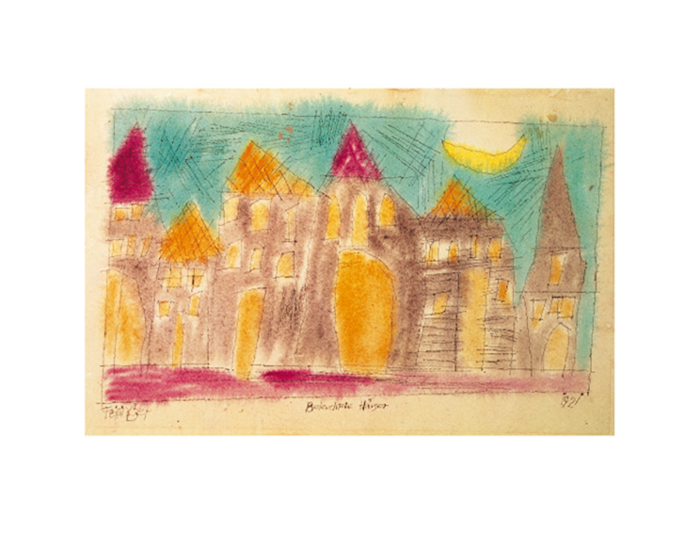 Verlichte huizen (KI.2) door Feininger Lyonel