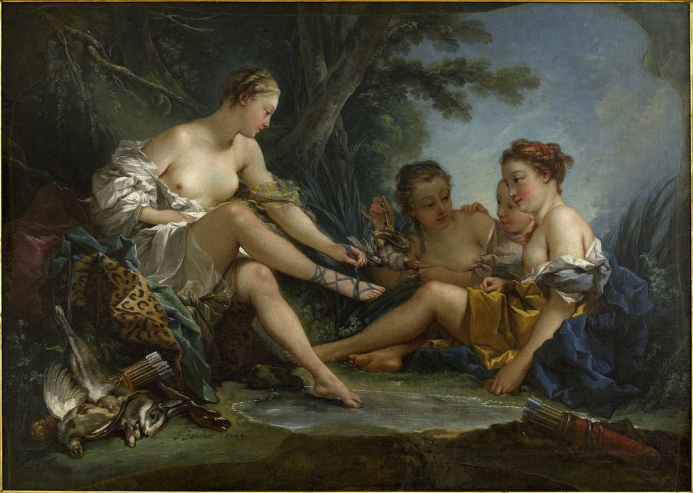 Le Repos des nymphes au retour de la chasse, ook bekend als Le Retour de chasse de Diane door François Boucher