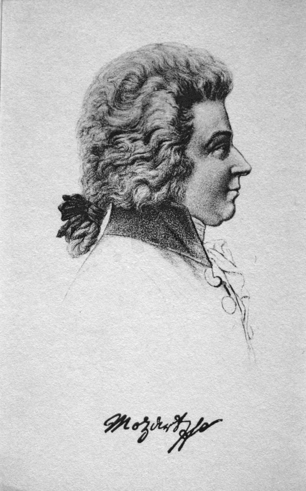 Portret van Wolfgang Amadeus Mozart (1756-91) door French School