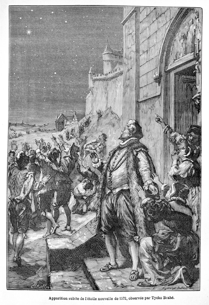 Tycho Brahe ziet een nieuwe ster (gravure) door French School