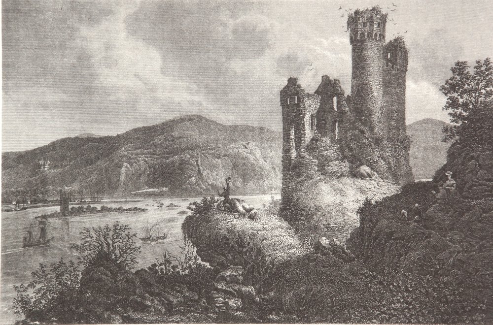 Mäuseturm en Ehrenfels door Pierre-Joseph Redouté