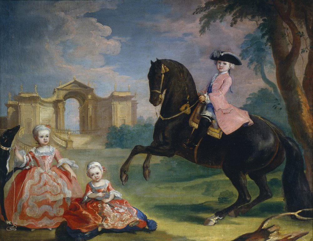 Portret van de kinderen van graaf Ivan Illarionovich Vorontsov: Artemi, Anna en Eudokia Avdotya, 1754 door Georg Kaspar von Prenner