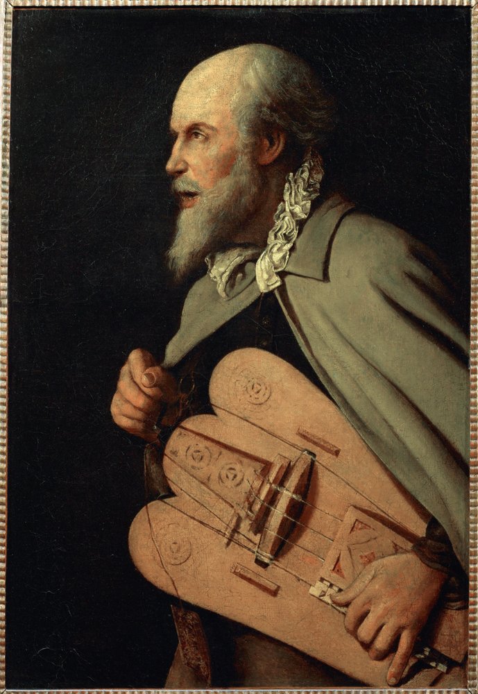 Draaispeler (schilderij op doek) door Georges de la Tour
