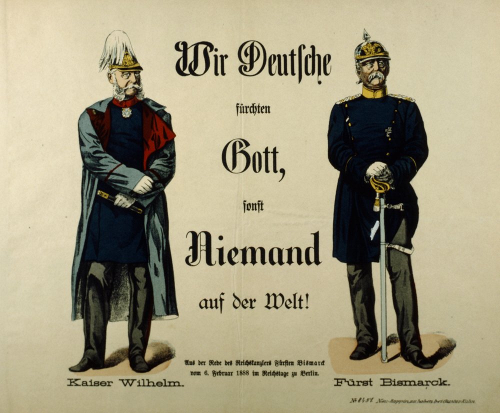 Keizer Wilhelm I en Prins Bismarck door German School