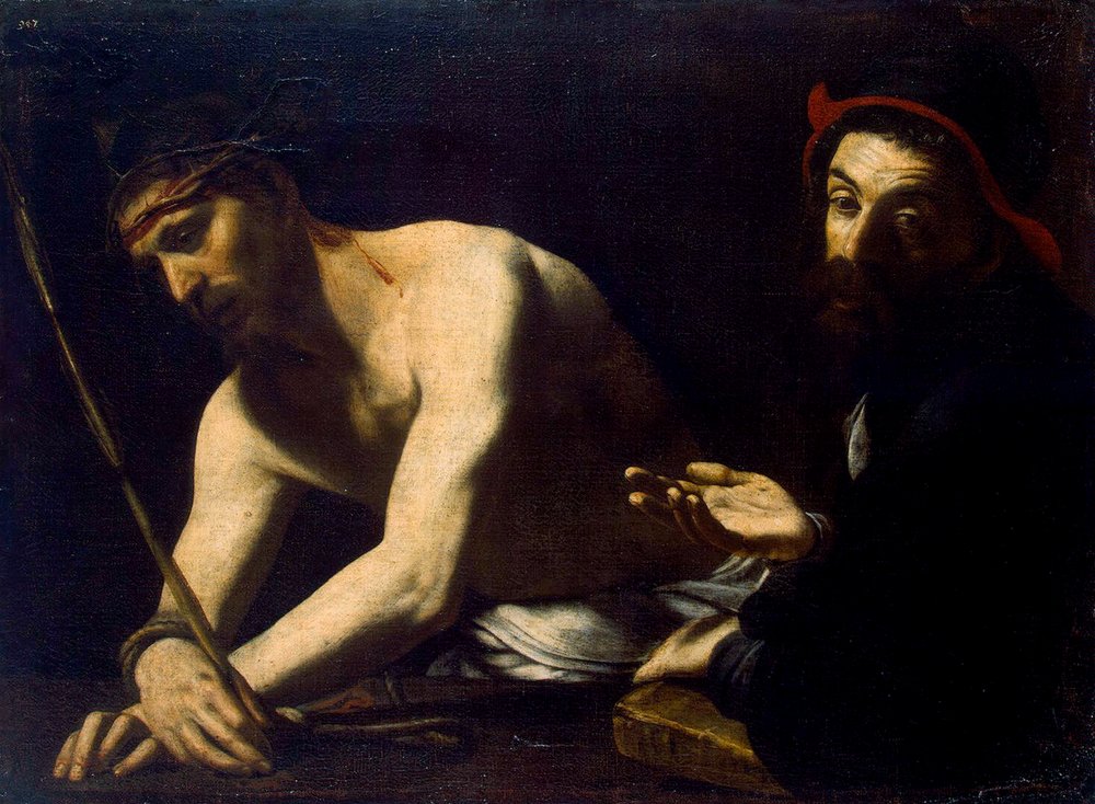 Christus en Kajafas, 1615-1620 door Giovanni-Battista Caracciolo