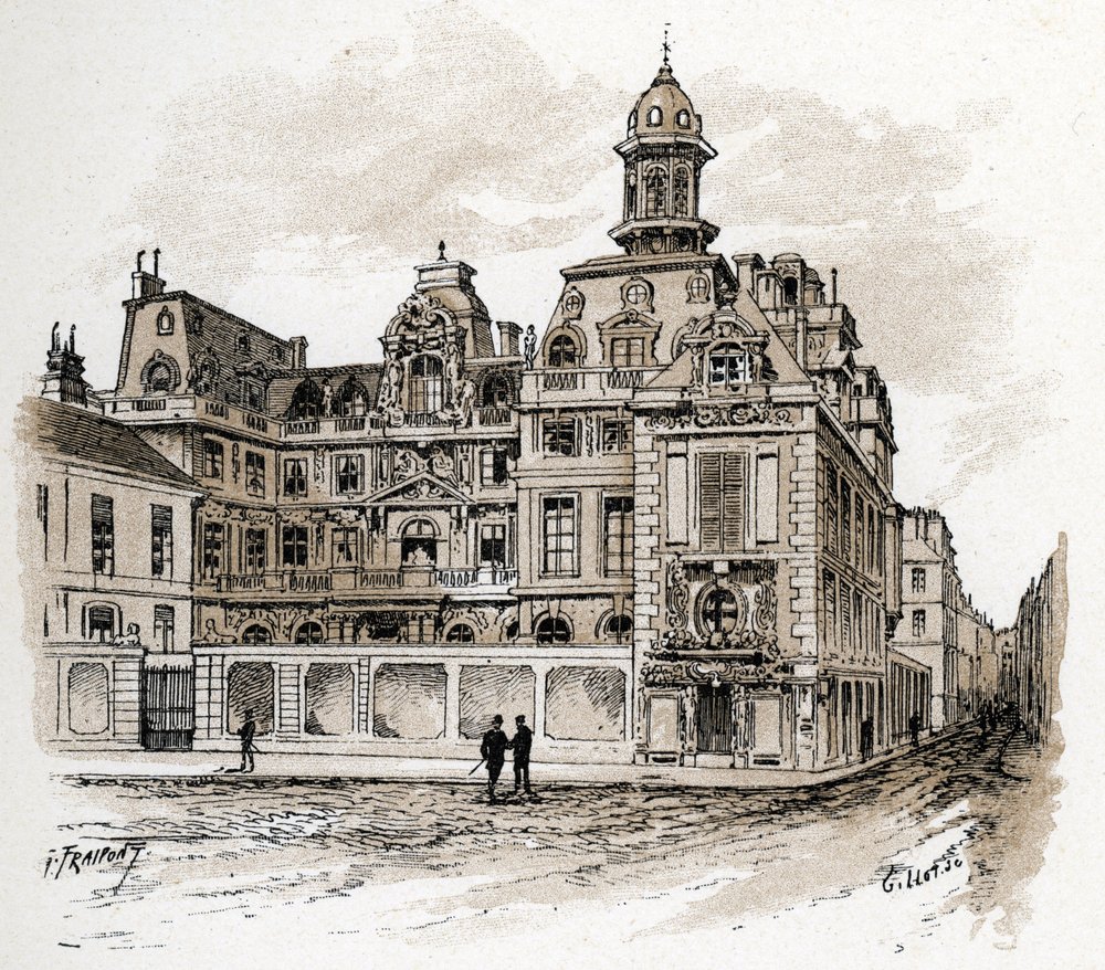 Uitzicht op het Hôtel de la Valette aan de quai des Célestins, Parijs door Gustave Fraipont