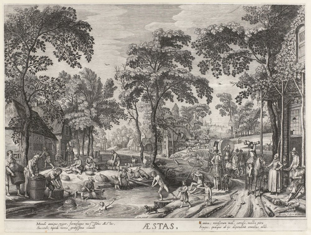 Zomer, een gezelschap bij een meertje door Hendrick Hondius (I)