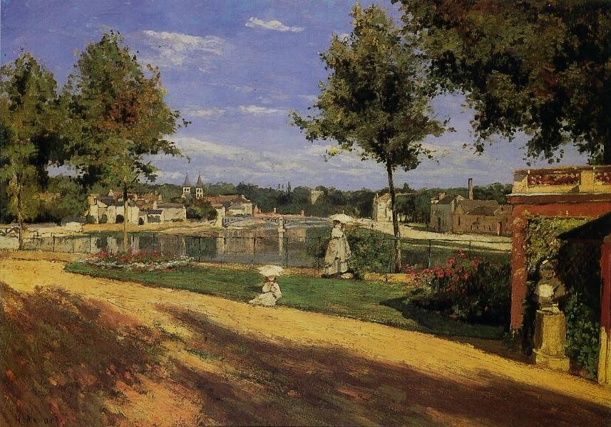 Terras aan de Oever van de Seine bij Melun door Henri Rouart