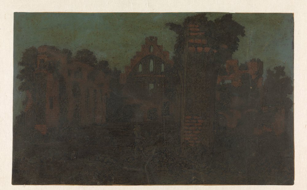 Ruïnes van de abdij van Rijnsburg (grote versie) door Hercules Segers