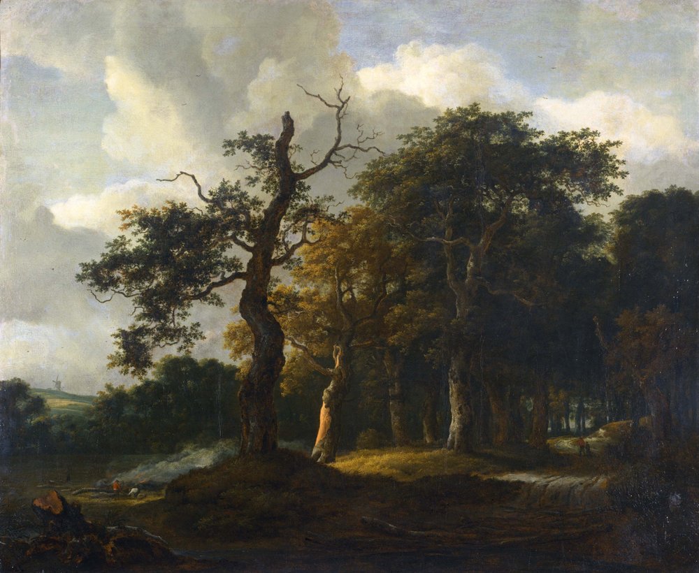 Een weg door een eikenbos door Jacob van Ruisdael