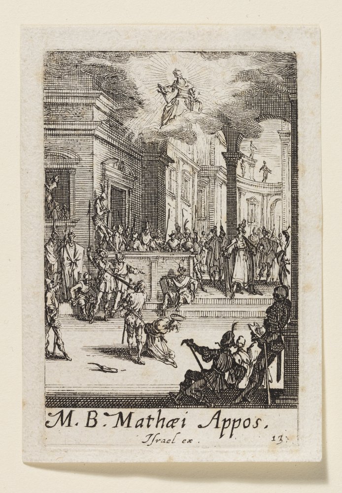 Martelaarschap van de heilige apostel Matteüs (M.B. Mathaei Appos.) door Jacques Callot