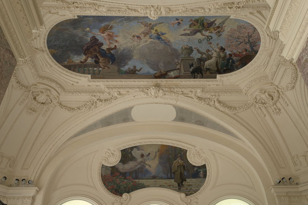 Decoratie van het noordelijke paviljoen van het Petit Palais - De triomf van Parijs (plafond) - Parijs, intellectuele hoofdstad door Jacques Fernand Humbert