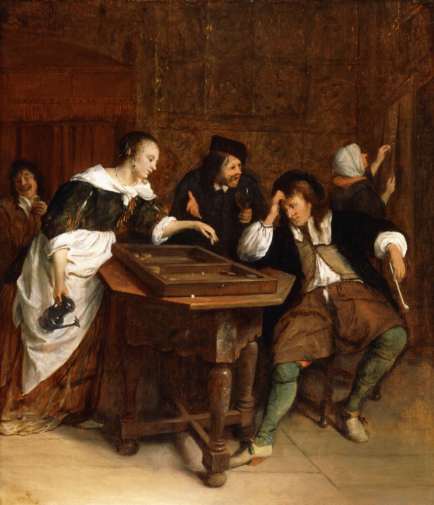 Adel die backgammon speelt in een interieur | Kunstafdruk