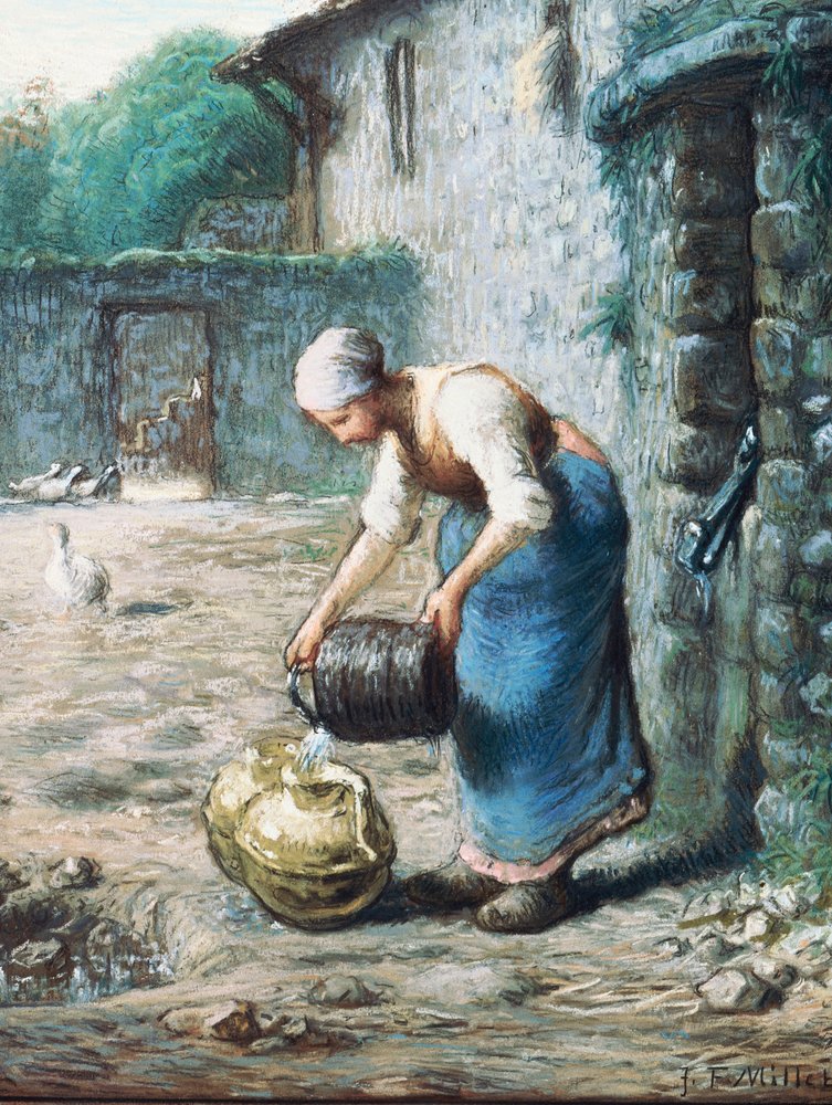De vrouw bij de put, ca. 1866 door Jean-Francois Millet