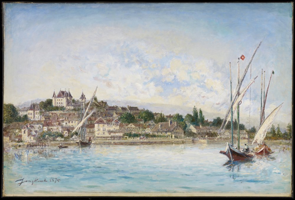 Landschap van het Meer van Genève naar Nyon door Johan-Barthold Jongkind