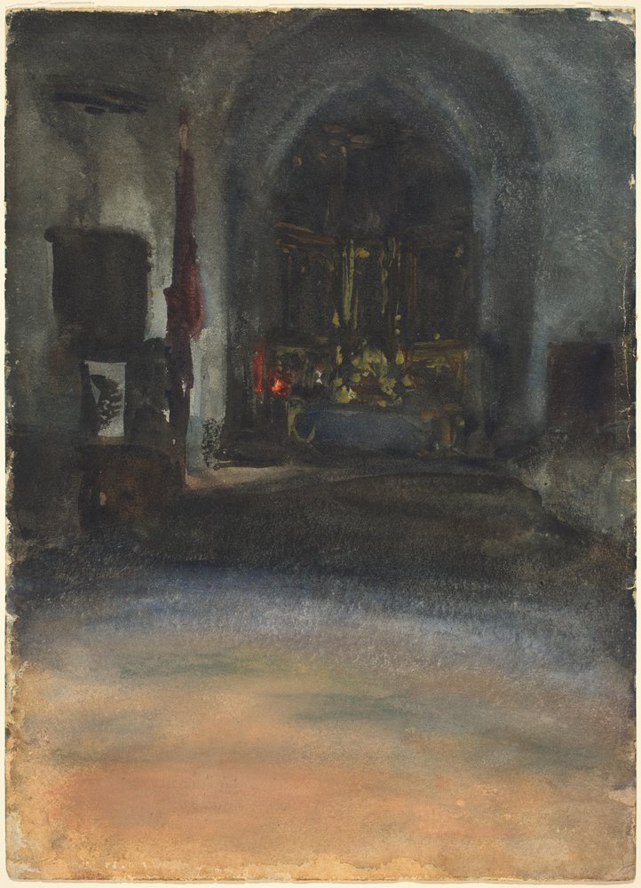Spaanse kerkinterieur, ca. 1880 door John Singer Sargent