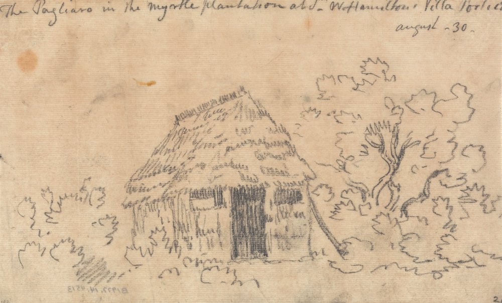 De Pagliaro in de Mirteplantage bij de Villa van Sir William Hamilton, Portici door John Robert Cozens