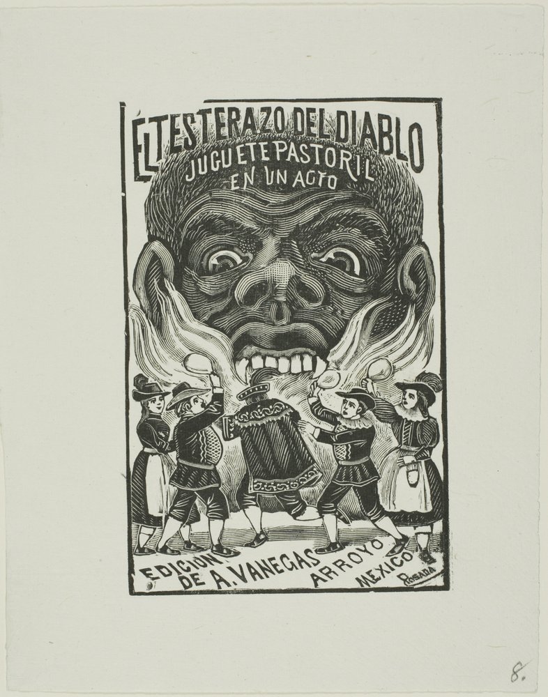 De duivel stoot met zijn hoofd door José Guadalupe Posada