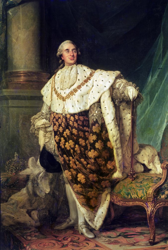 Portret ten voeten uit van Lodewijk XVI (1754-1793), koning van Frankrijk en Navarra door Joseph Siffred Duplessis