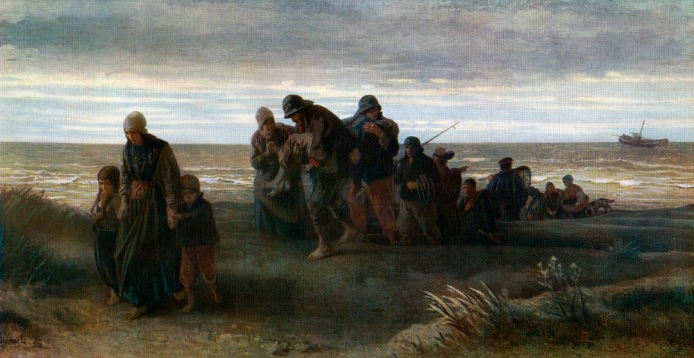 Vissers die een verdronken man dragen, ca. 1861, 1912 door Jozef Israëls