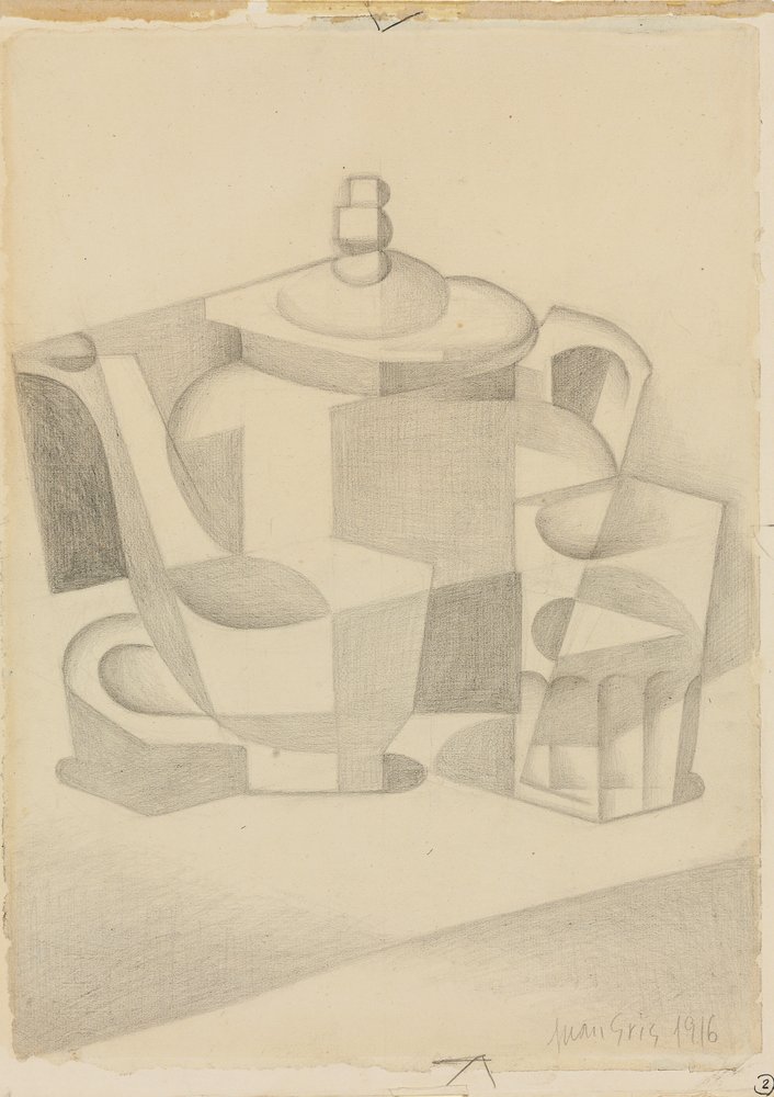 Stilleven met theepot, 1916 door Juan Gris
