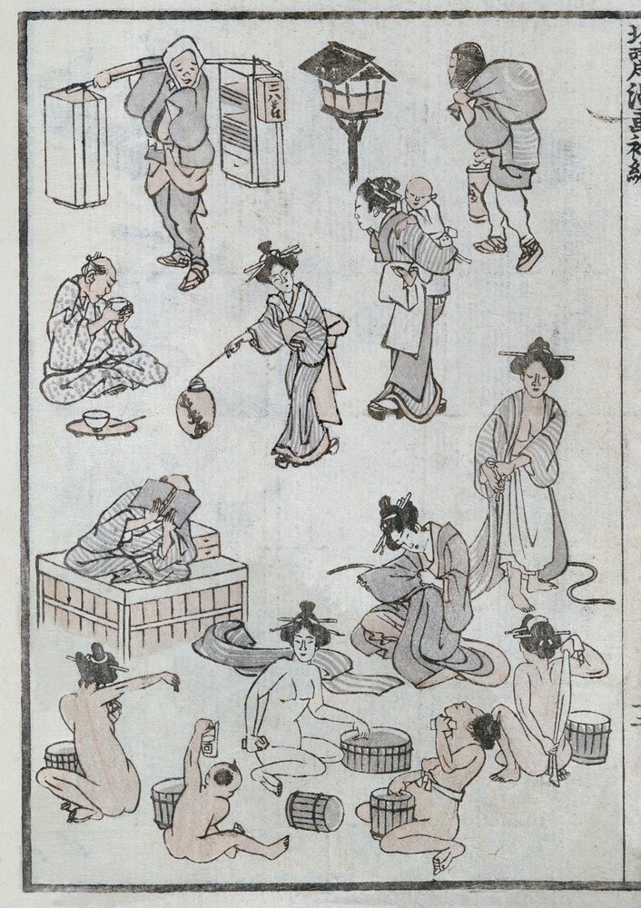 Dagelijkse levensgebaren, uit een Manga door Katsushika Hokusai