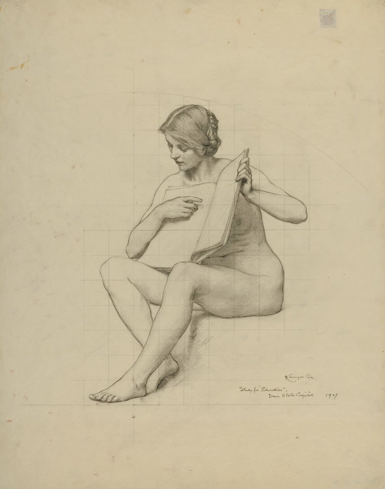 (Rotunda van het Capitool van de staat Iowa) (Onderwijs, studie voor panel) door Kenyon Cox