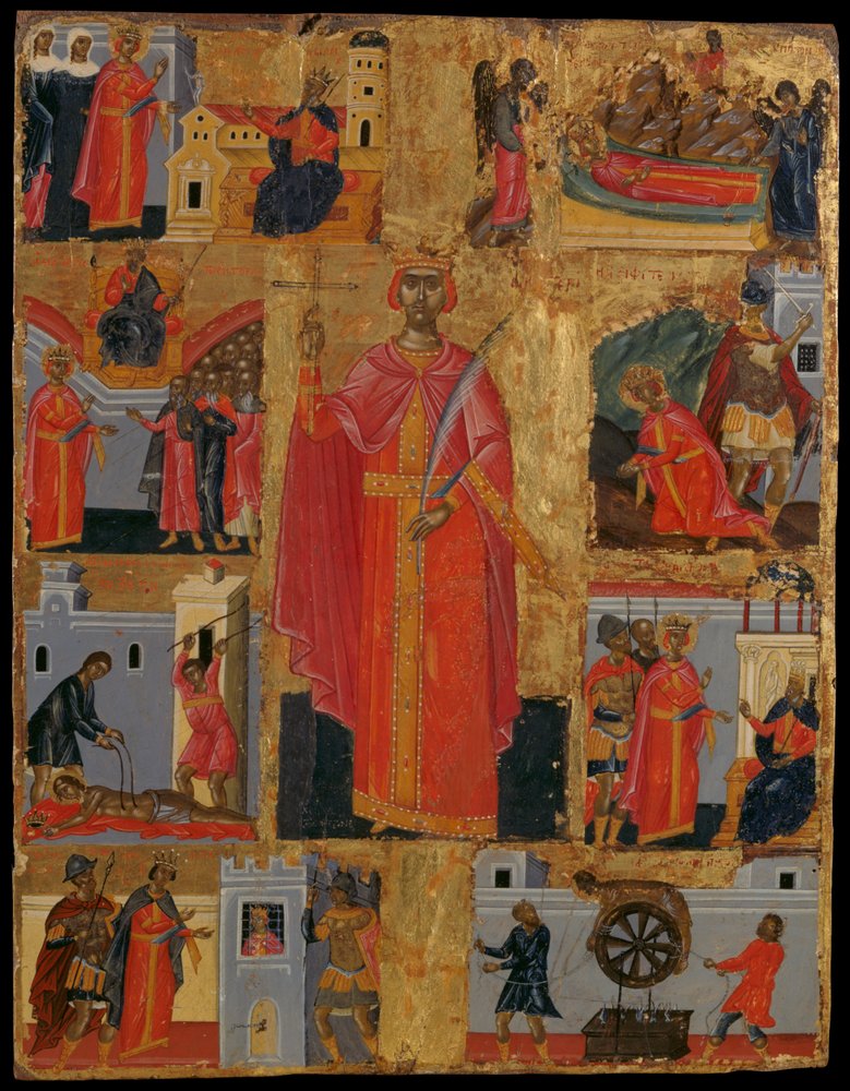 St. Catharina en scènes uit haar leven door Konstantinos Tzanes