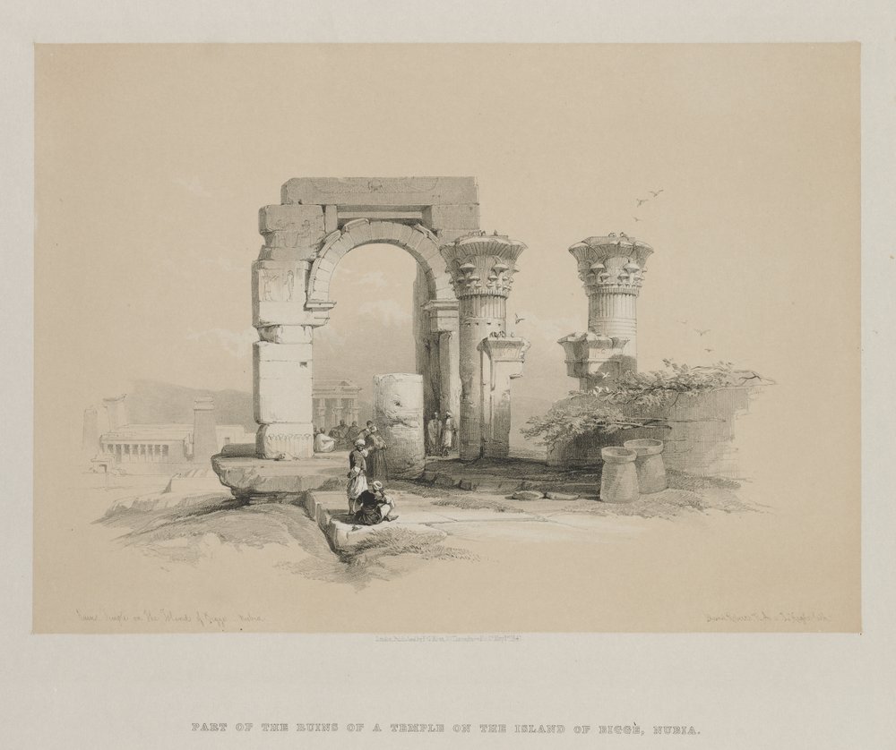 Egypte en Nubië, Deel II: Ruïnes - Tempel op het Eiland Biggeh, Nubië, 1847 door Louis Haghe