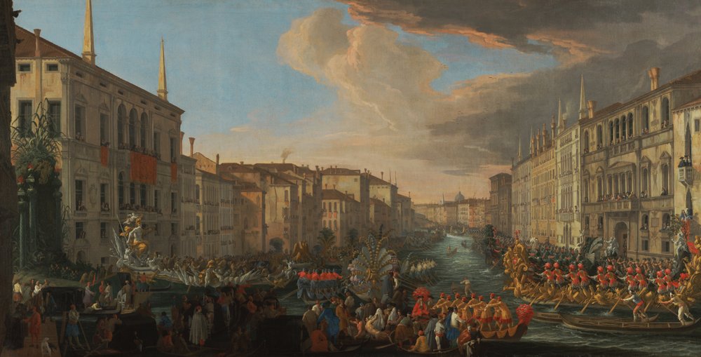 Regatta op het Canal Grande ter ere van Frederik IV, koning van Denemarken door Luca Carlevarijs
