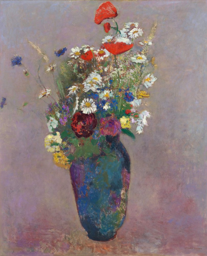 Visioen: vaas met bloemen door Odilon Redon
